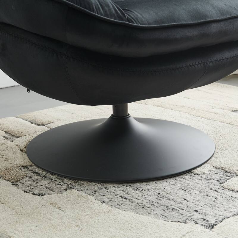 Swivel Leisure Chair Velvet Upholstered Lounge Chair Comfortable Deep Buttons Backrests Chair with Ottoman