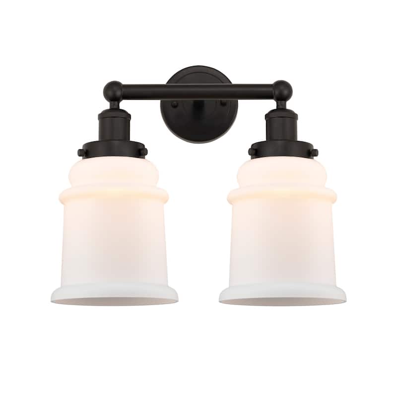 Innovations Lighting 616-2W-13-15 Canton Vanity Canton 2 Light 15" - Oil Rubbed Bronze / Matte White