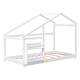 preview thumbnail 16 of 16, Twin Size Floor Bed Wooden House Bed Frame with Semi-enclosed Roof Frame and Storage Shelves - No Box Spring Needed