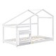 preview thumbnail 7 of 8, White Twin Size Wooden House Floor Bed with Shelf and Roof for Kids, Boys and Girls