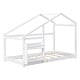 preview thumbnail 7 of 8, White Twin Wooden House Floor Bed with Shelf & Roof