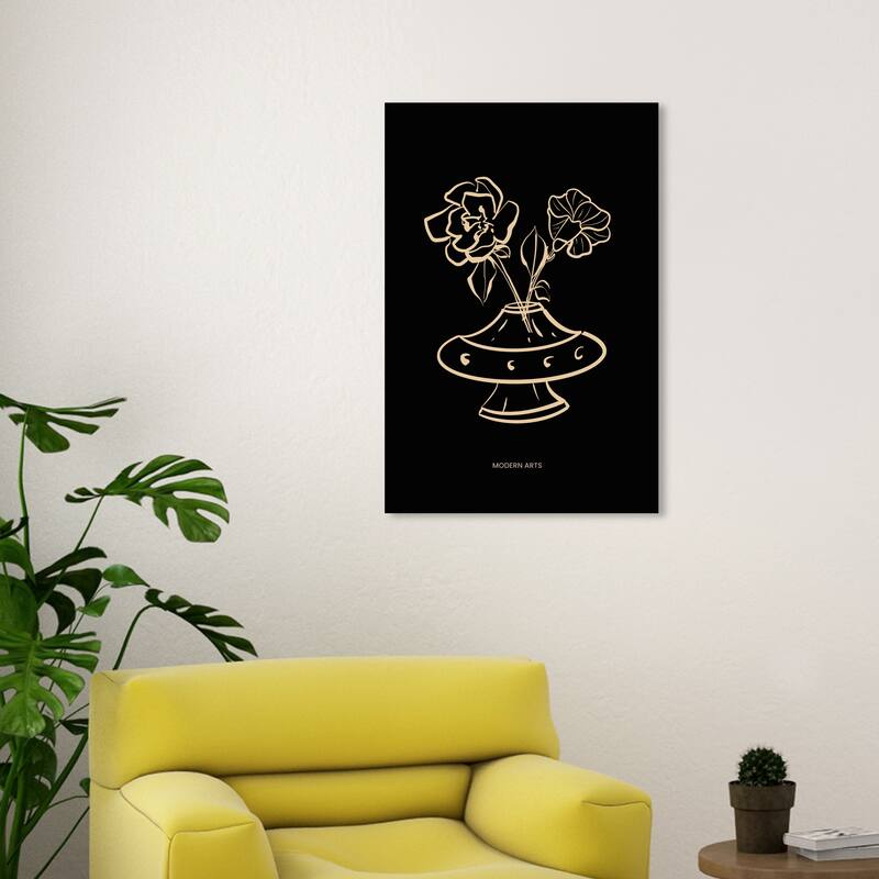 Wynwood Studio Canvas Floral and Botanical A Drawing of my Flowers Black and Modern & Contemporary Wall Art Canvas Print - 20 x 30