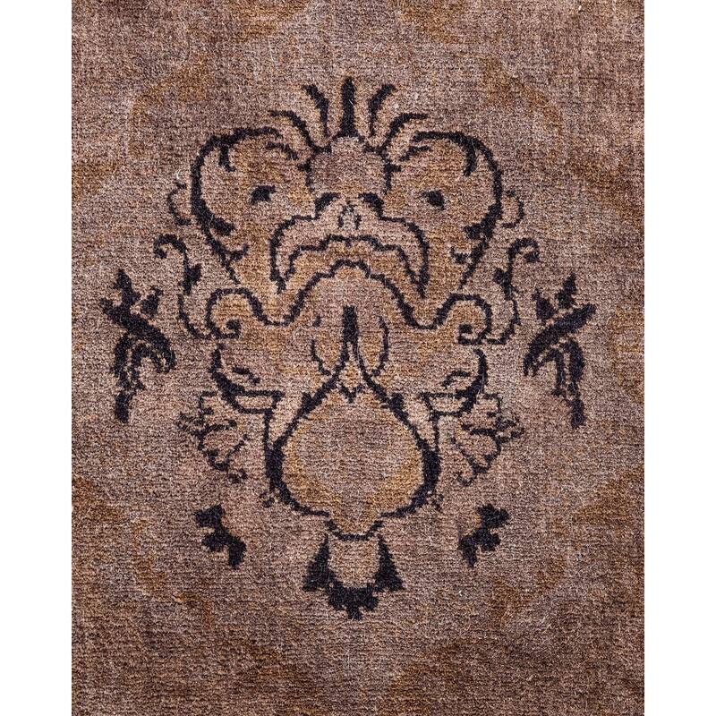 Overton Hand Knotted Wool Vintage Inspired Modern Contemporary Overdyed Brown Area Rug - 3' 2" x 5' 4"
