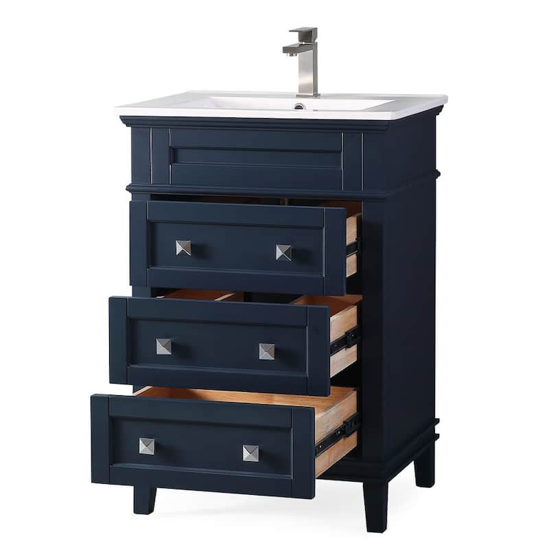 24" Tennant Brand Felix Modern Navy Blue Sink Bathroom Vanity