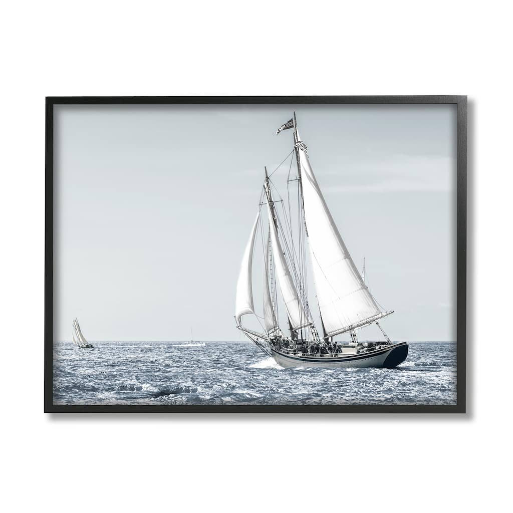 Stupell Large Ocean Vessel Watercraft Ocean Travel Photography Framed Wall Art - White