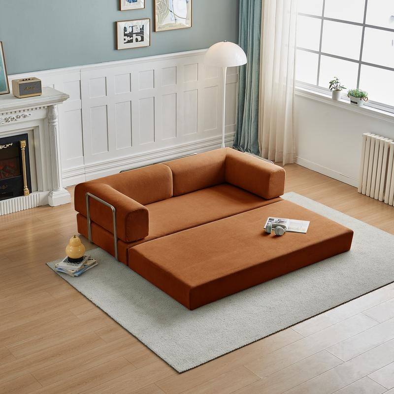 3-Seater Corduroy Sofa Bed, Multi-Functional Compact, Easy Assembly