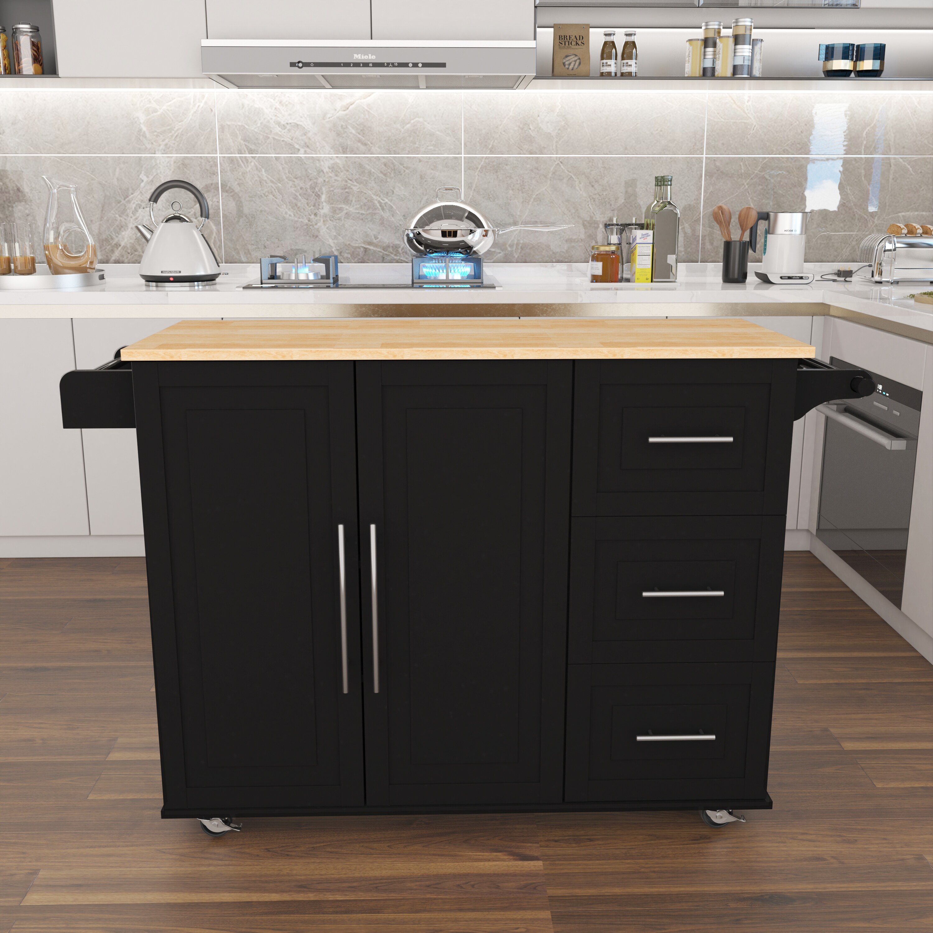 Kitchen island with discount spice rack