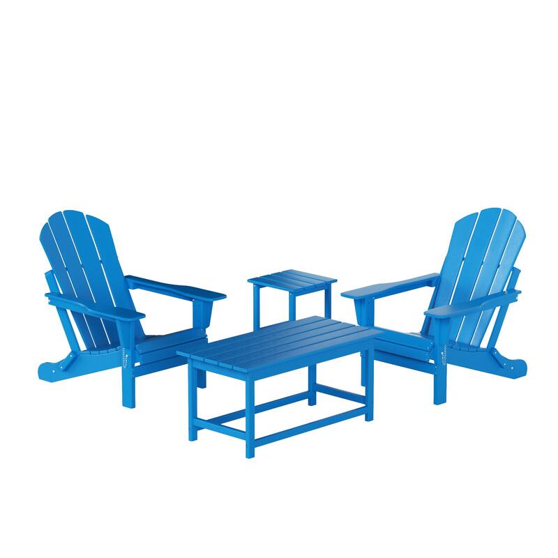 Laguna Hdpe All Weather Outdoor Patio Foldable Adirondack Chairs Conversation Set (4-Piece Set)