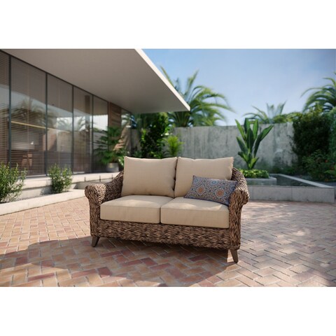 Winston Cayman Heritage Brown with Seagrass Weave Loveseat