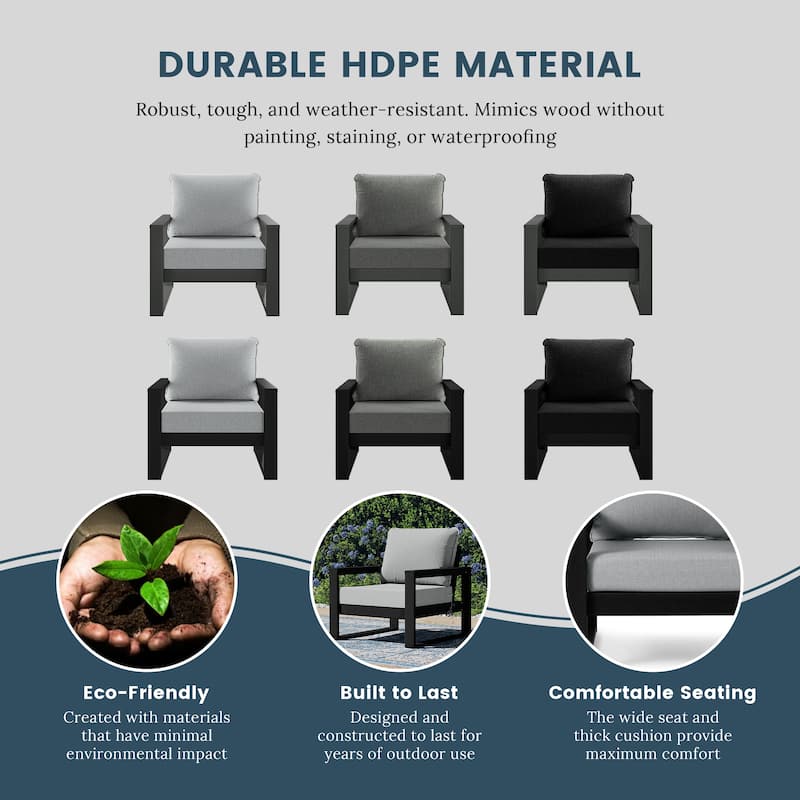 Endless Patio Deep Seating Club Chair with Black Frame (Set of 2)