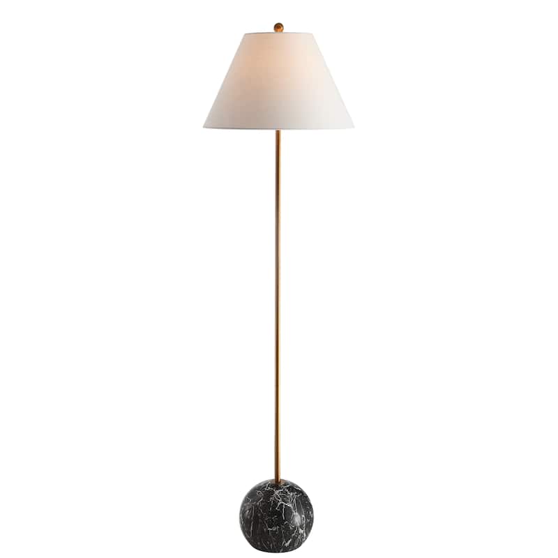 Oria 63.5" Minimalist Resin/Metal LED Floor Lamp, Gold/White by JONATHAN Y