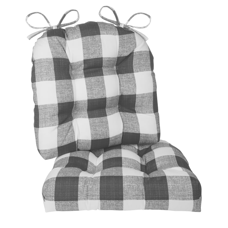 Klear Vu Wicker Solarium Indoor/Outdoor Tufted Chair Cushion Set - Grey Buffalo Check - Set of 2