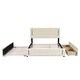preview thumbnail 12 of 11, Queen Size Upholstered Platform Bed with Twin Size Trundle Wood Bed Frame & Drawers Storage Bed for Kids Teens Adults, Beige