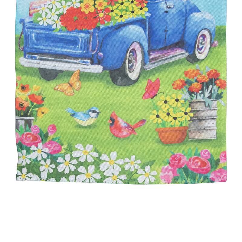 Welcome Pickup Truck with Flowers Outdoor House Flag 28" x 40"