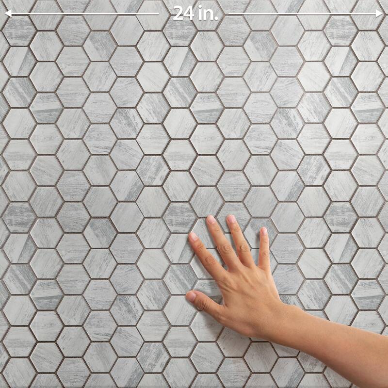 Merola Tile Cassis 2" Hex White 11-1/8" x 12-5/8" Porcelain Floor and Wall Tile