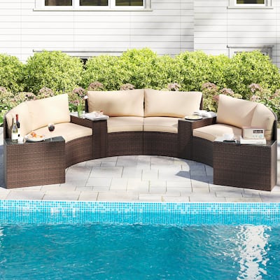 Costway 7 PCS Patio Furniture Set with Tempered Glass Top Side Tables - See Details