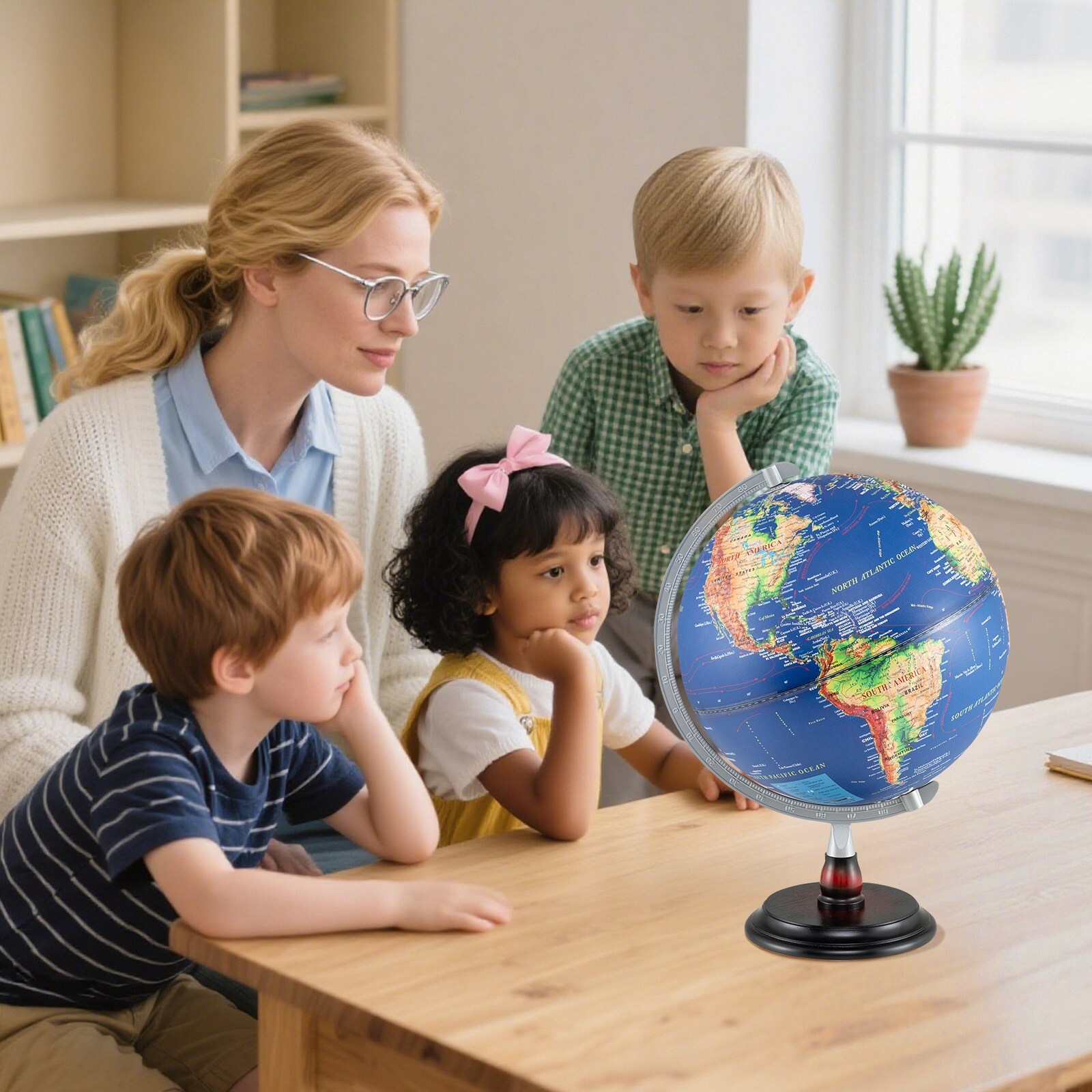 Gymax 12'' Illuminated World Globe w/Raised Relief LED Lights
