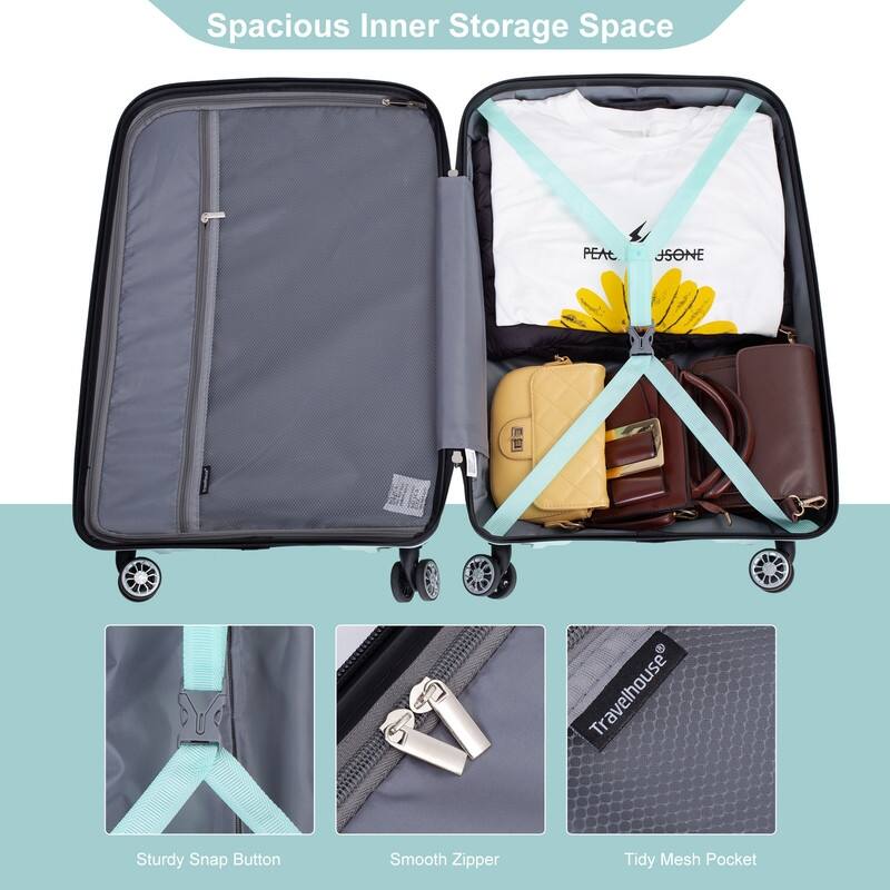 Hardshell Suitcase Double Spinner Wheels Lightweight Suitcase with TSA Lock,3-Piece Set