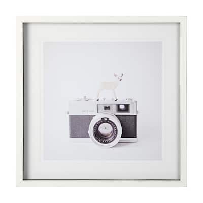 Deer & Vintage Camera Framed Art Print