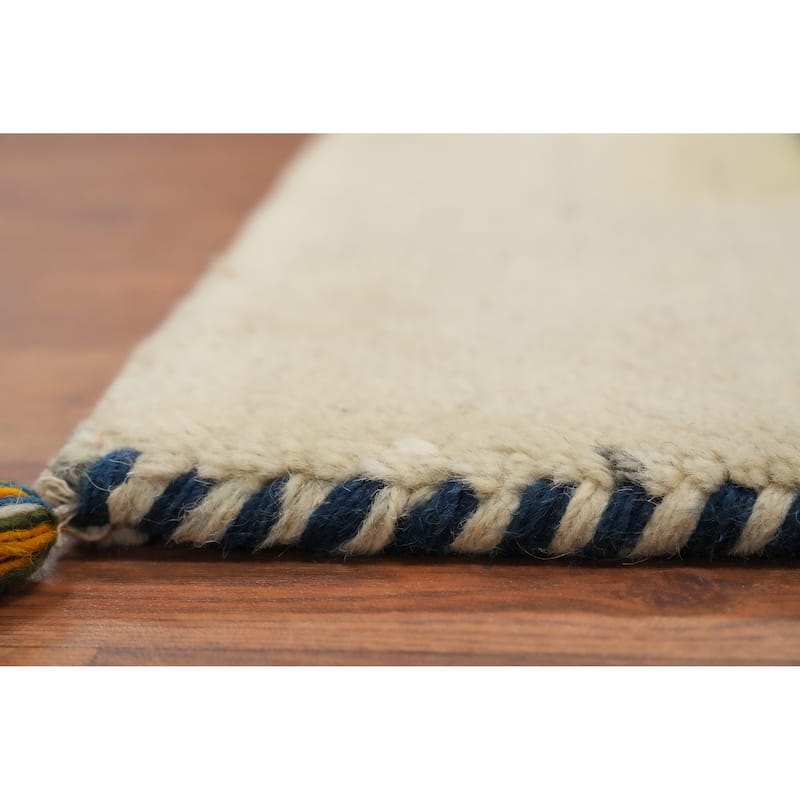 Hand Knotted Oriental 100% Wool Carpet Tribal Geometric Multi-Colored Gabbeh Area Rug - 6' 6'' X 4' 7''