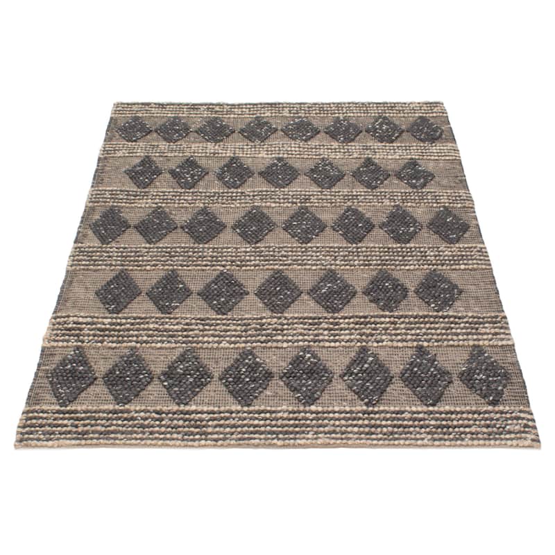 ECARPETGALLERY Braid weave Sienna Dark Grey Wool Rug - 5'0 x 6'10