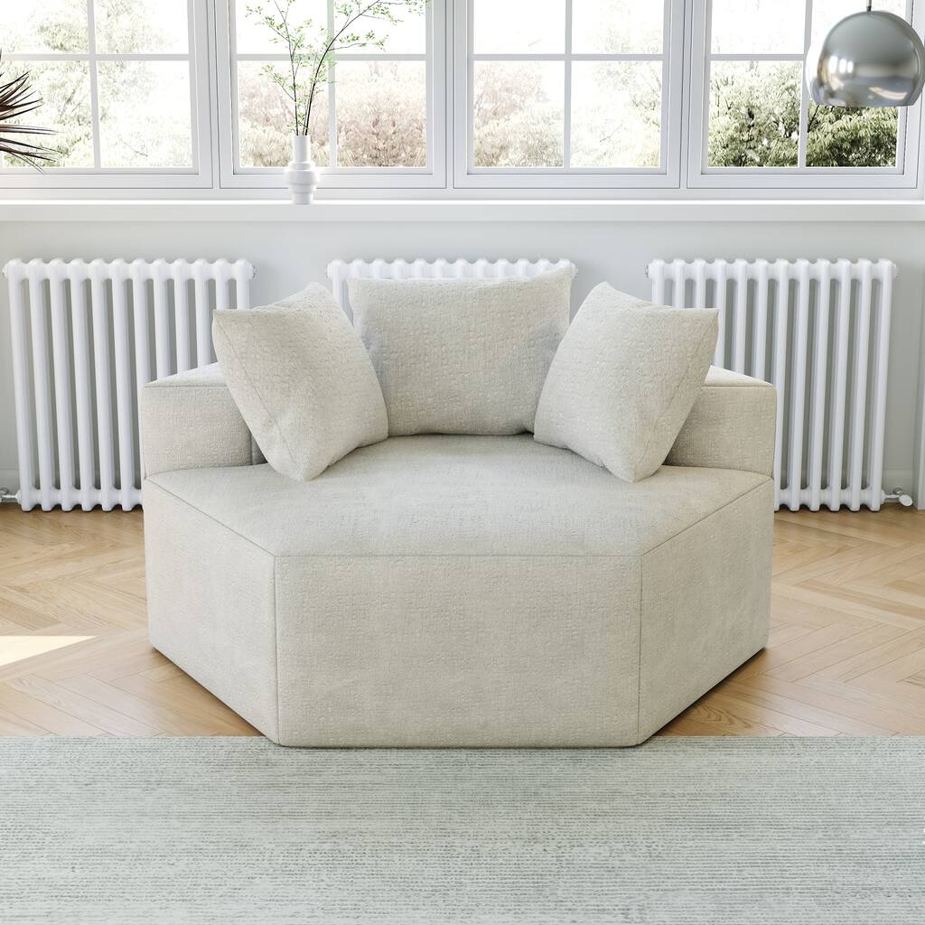 Spacious Chenille Sponge single sofa,Fluffy Modern Sleeper sofa