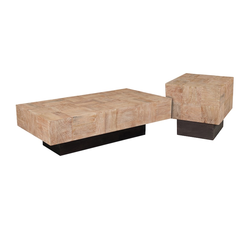Caden 2-piece Solid Wood Living Room Table Set - Natural