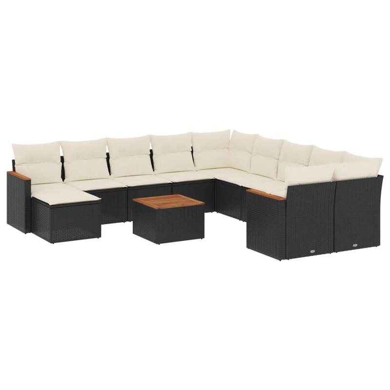 vidaXL Patio Sofa Set with Cushions Outdoor Conversation Furniture Poly Rattan - 24.4 x 24.4 x 27.2 in
