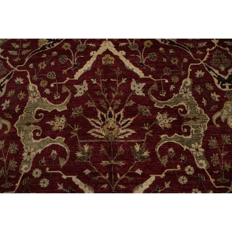 Hand Knotted Oriental 100% Wool Carpet Traditional All-Over Red Peshawar Area Rug - 14' 7'' X 9' 11''