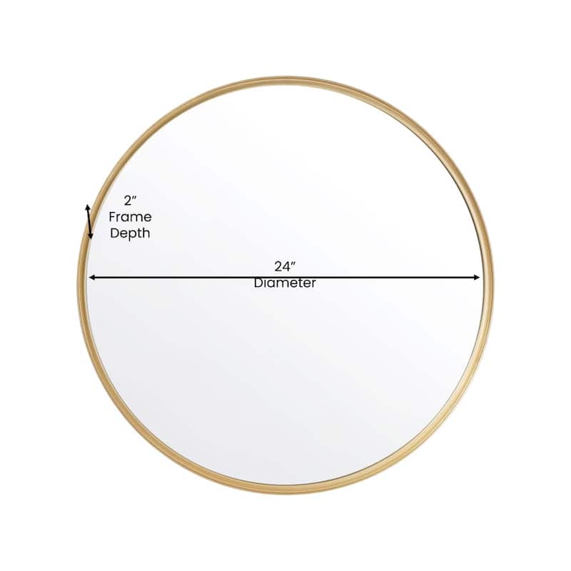 Wall Mount Shatterproof Round Accent Wall Mirror with Metal Frame
