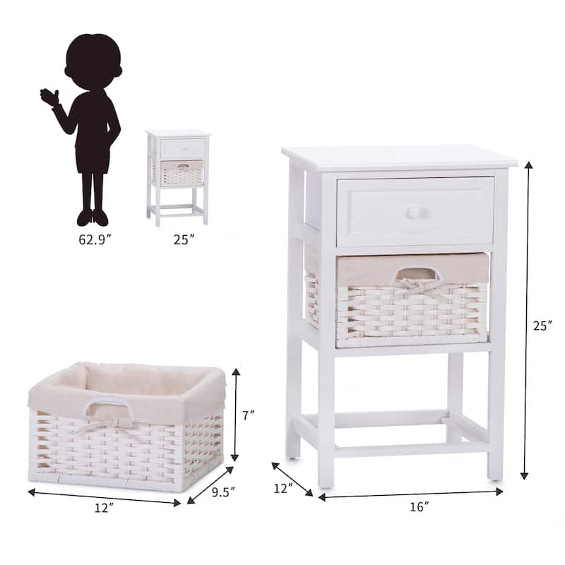 Morden Whtie MDF Nightstand Side Table