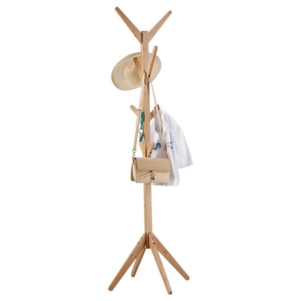 LANGRIA Bamboo Tree Coat Rack Stand with 4 Tiers 8 Hooks Wood Bed Bath Beyond 23046274