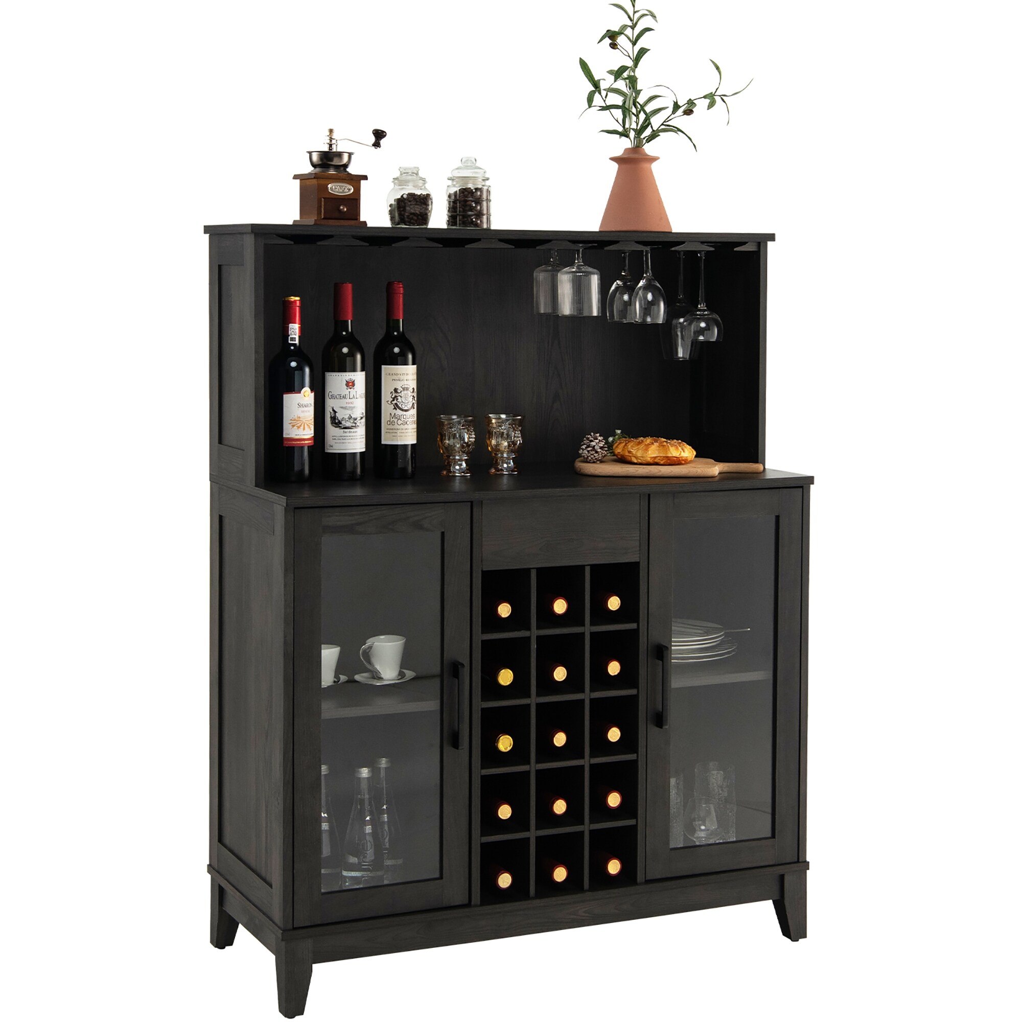 Costway 2 Door Buffet Bar Cabinet Kitchen Storage Sideboard Wine