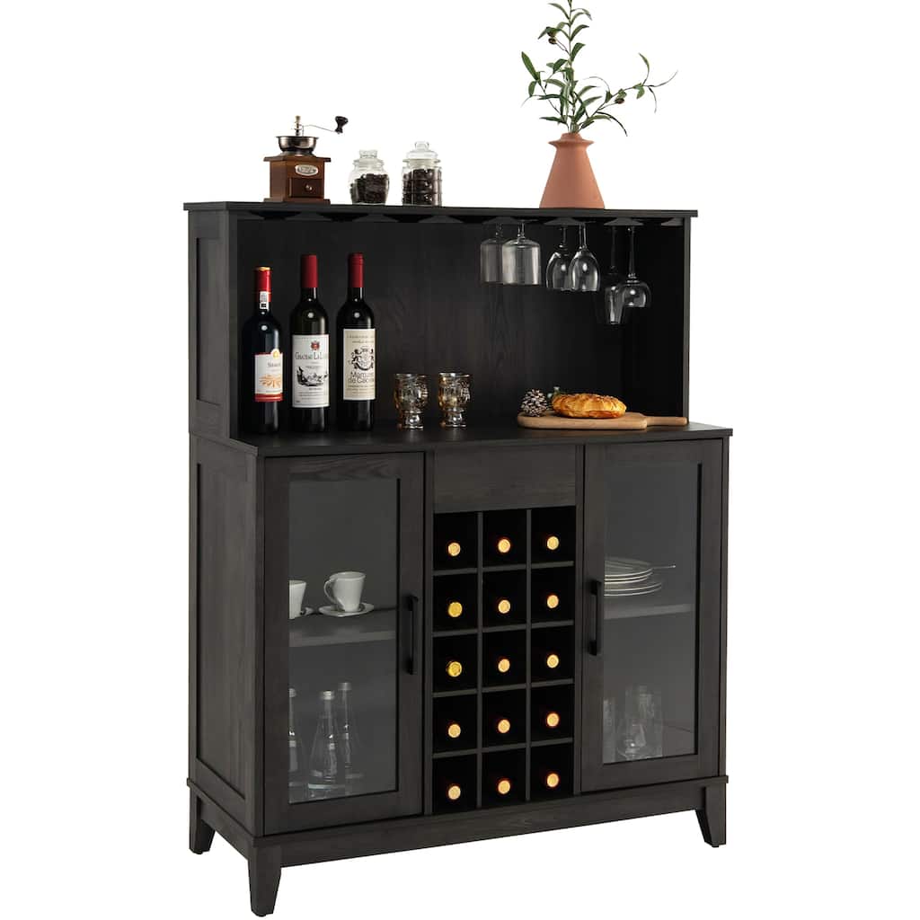 Costway 2-Door Buffet Bar Cabinet Kitchen Storage Sideboard Wine Rack