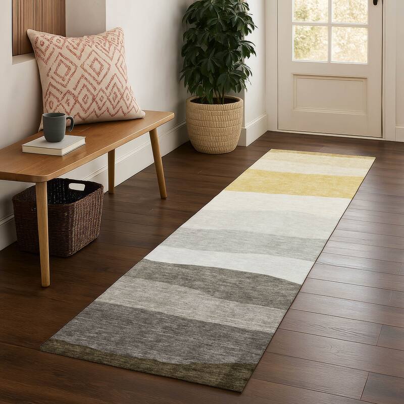 Premium Washable Super Soft Ombre Stripe Mayfield Rug - Pewter - 2'3" x 7'6"