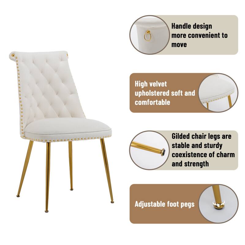 Clihome Modern Velvet Upholstered Featured Dining Chairs (Set of 2)