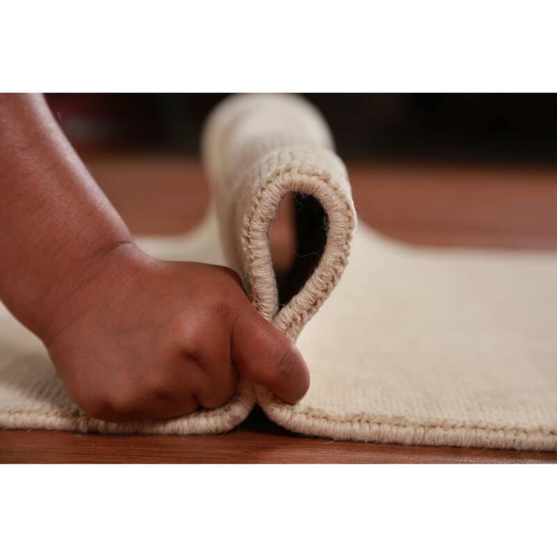 Hand Knotted Oriental 100% Wool Carpet Modern Solid Beige & Ivories Gabbeh Runner Rug - 8' 2'' X 2' 7''