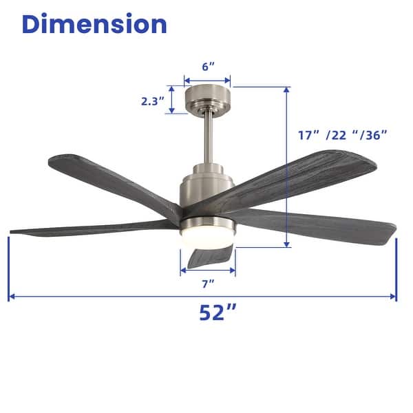 dimension image slide 0 of 5, 52 Inch Lowe Profile Ceiling Fan with Light,3 CCT LED,Remote Control-Farmhouse, Modern, Contemporary - 52 inches