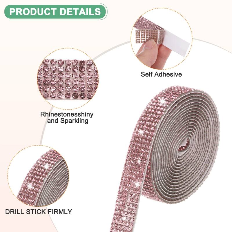 2-Roll Crystal Rhinestone Ribbon,0.5/1.1 Inch x 2 Yards for DIY - Light Purple
