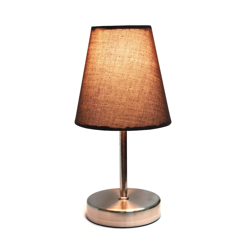 10.5" Petite Metal Stick Lamp in Sw Nickel w Fabric Shade