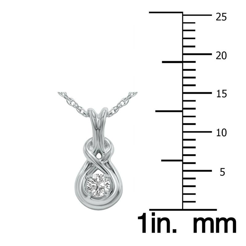 1/10 Carat TW Lab Grown Round Diamond Love Knot Solitaire Pendant in .925 Sterling Silver (F-G Color, VS1-VS2 Clarity)
