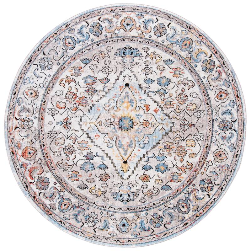 SAFAVIEH Bristol Sigurlina Vintage Oriental Polyester Rug - 7' Round - Cream/Beige