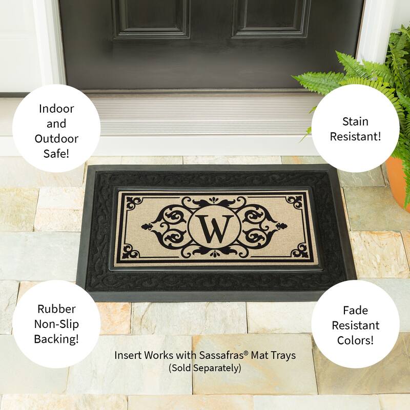 Cambridge Monogram Burlap Sassafras Switch Mat, Letter W