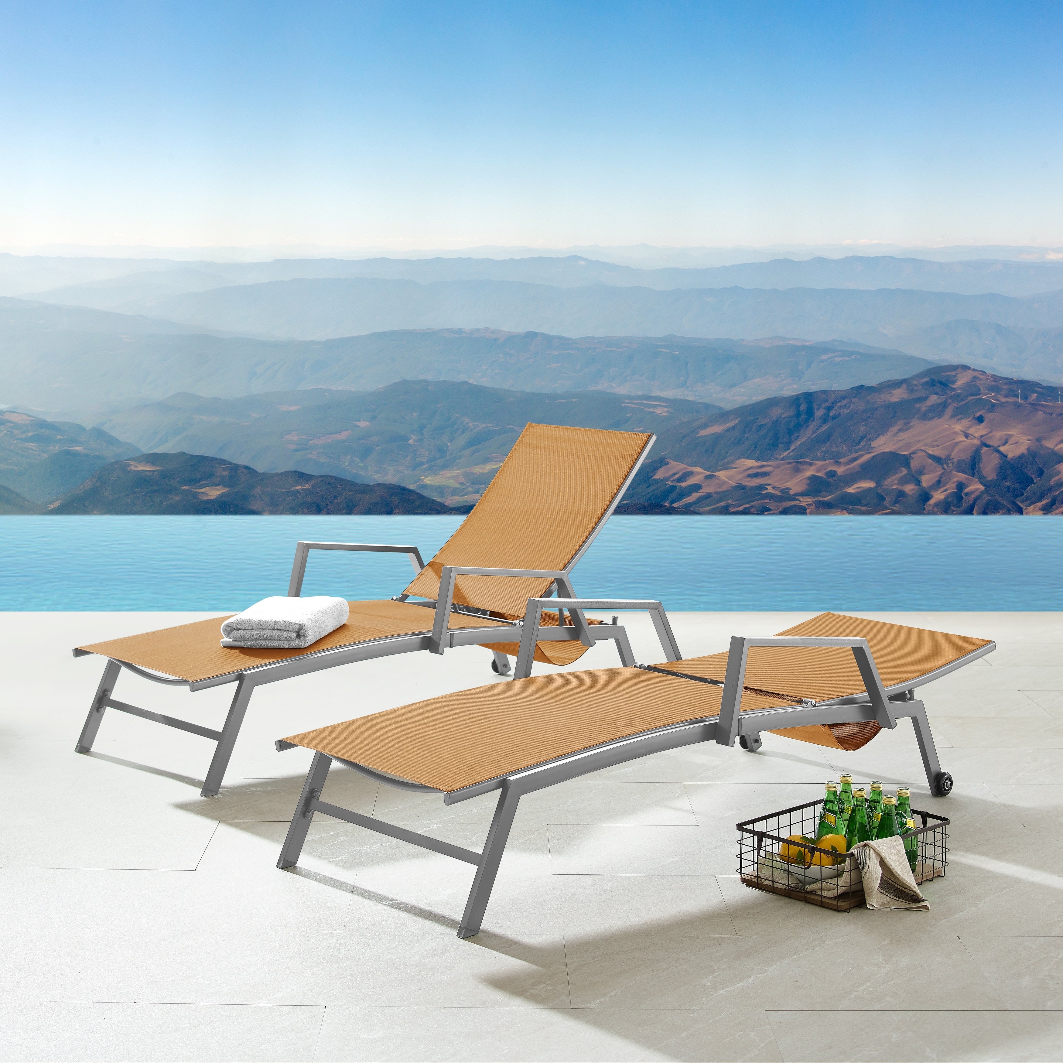 Corvus torino adjustable sling sales fabric patio chaise lounge