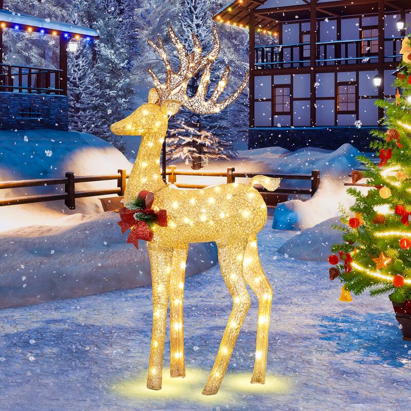 Futzca Christmas Light Holiday Reindeer & Sleigh