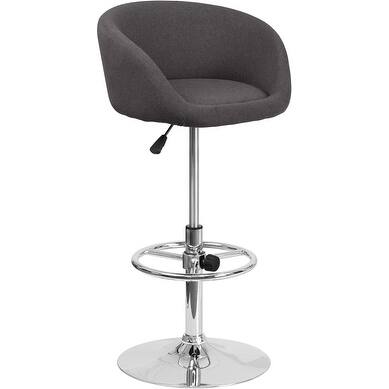 Estella Charcoal Fabric Adj. Bar/Counter Height Stool w/Chrome Base for Home/Dining/Kitchen