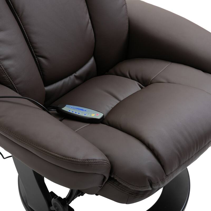360° Swivel Massage Recliner Chair PU Leather Armchair Living Room Lounge Chair with Footrest and Remote