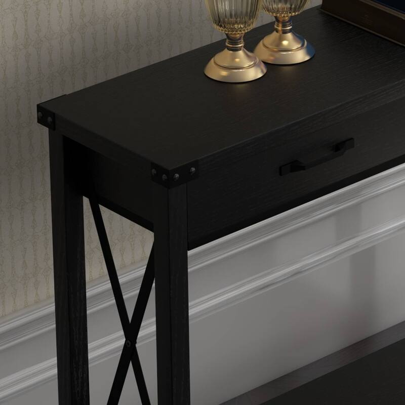Narrow Sofa Table with 2 Drawers for Entryway