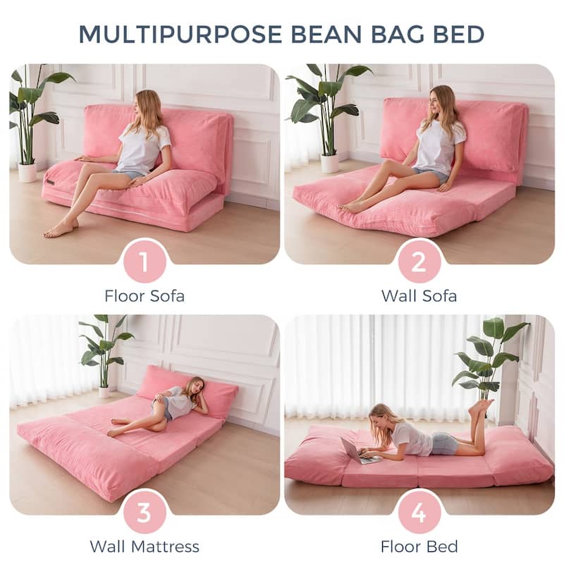 Corduroy Bean Bag Folding Sofa Bed