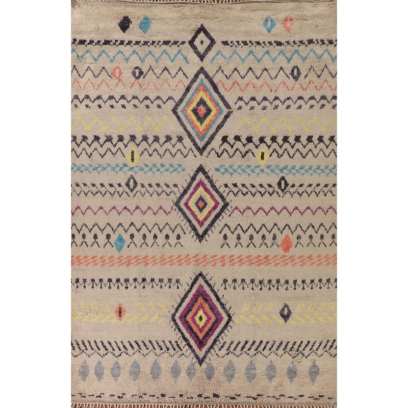 Tribal Moroccan Oriental Area Rug Handmade Wool Carpet - 9'0" x 12'4"